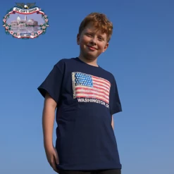 American Flag T Shirt - Navy Blue