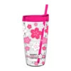 Cherry Blossom Triton Double Wall Tumbler W/Straw
