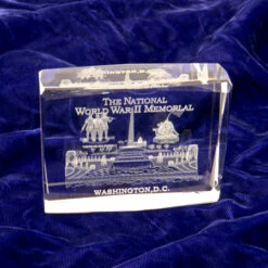 World War II Memorial Glass 3D Paperweight