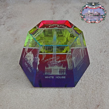 Washington DC Rainbow Glass Hexagon Paperweight 1 Washington DC Rainbow Glass Hexagon Paperweight